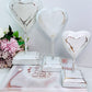 Set of 3 White Wash Wooden Hearts On Stands 22cm, 18cm, 12cm