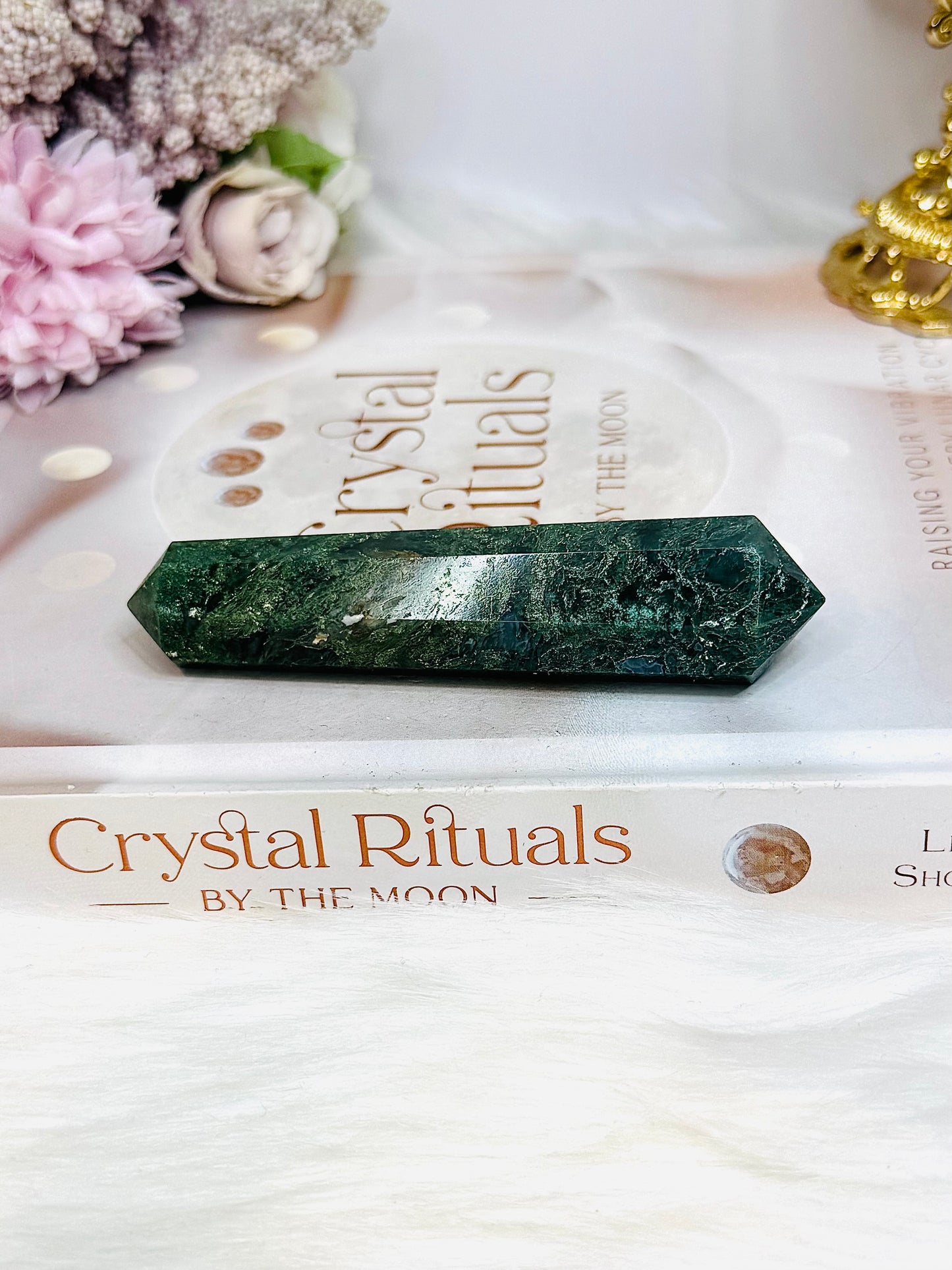 Moss Agate Double Terminated Point 10cm