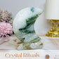 Moss Agate Druzy Moon On Stand 10cm 262g