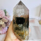 Stunning Large Garden Quartz | Lodolite Tower on Timber Base 938grams 27cm