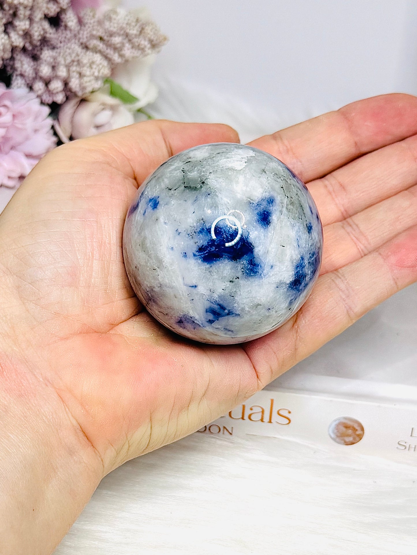 Blue Sodalite in Quartz Sphere 228g