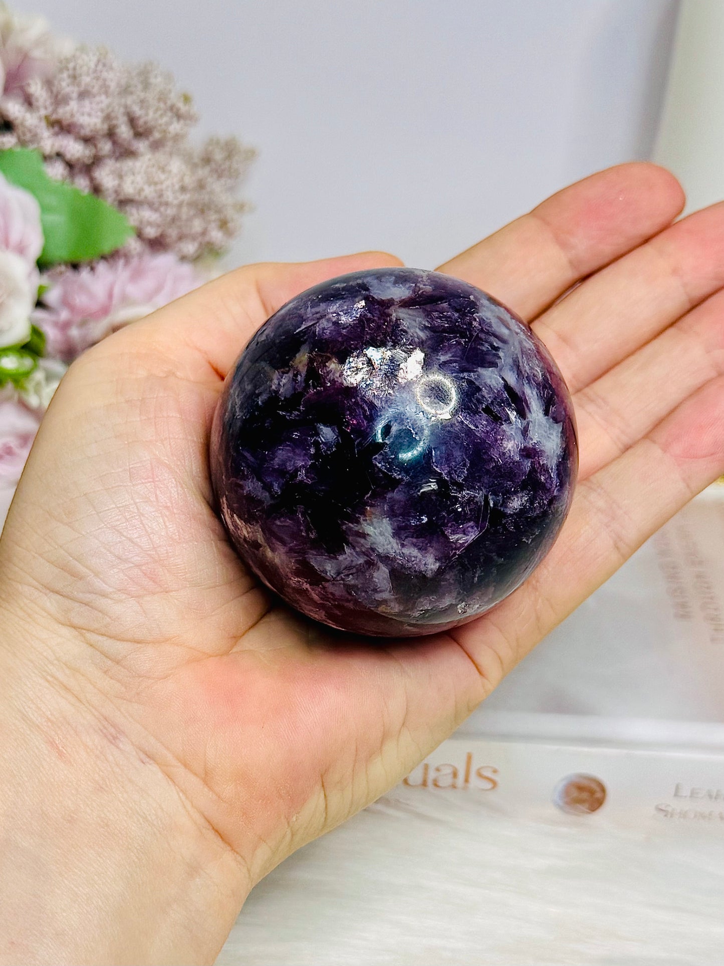 Large Lepidolite | Purple Mica Sphere on Stand 321g