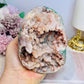 Large Natural Pink Amethyst Base Cut Freeform Cluster with Green Jasper Inclusions 762g