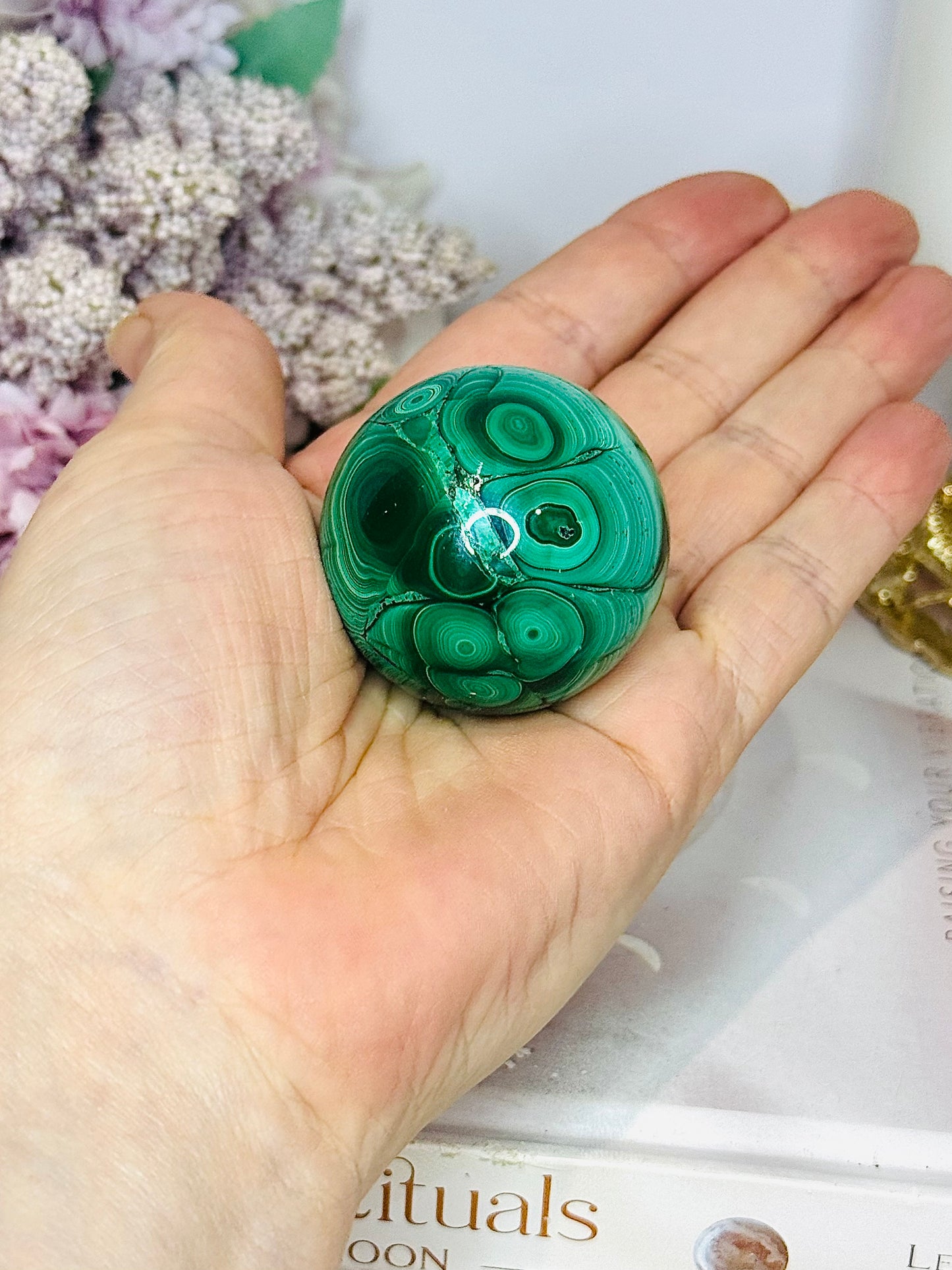 Natural Malachite From Congo Sphere on Stand 140g