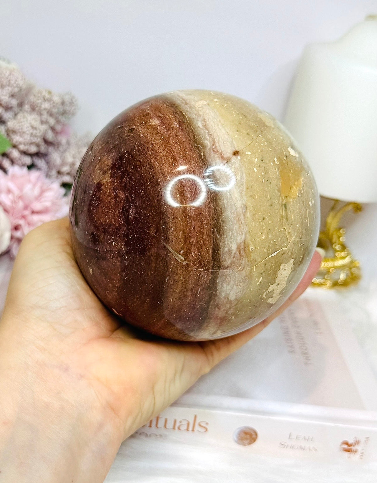 Large Chocolate Calcite Sphere On Stand 1.3KG