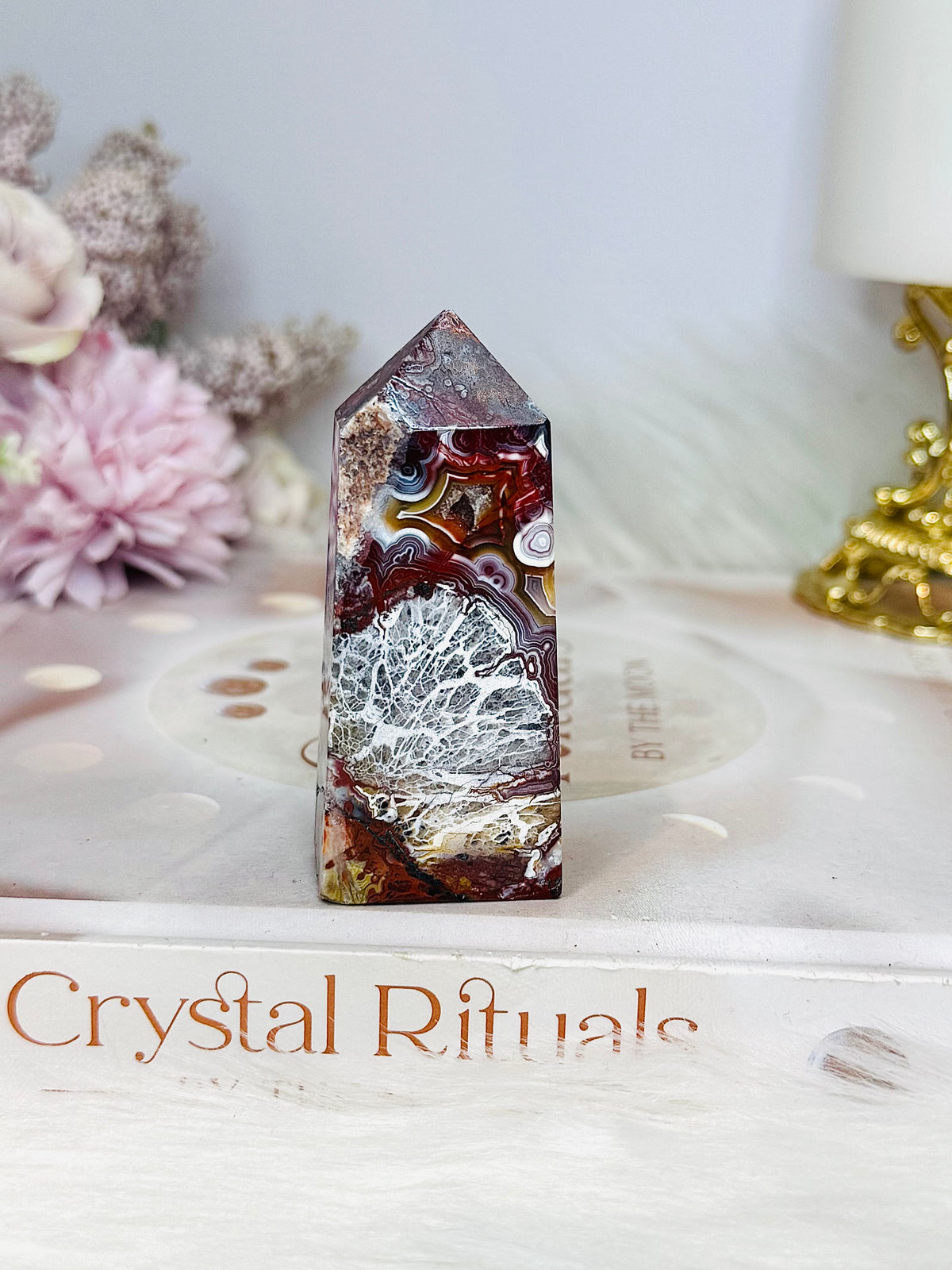 Mexican Lace Druzy Agate Tower 7cm