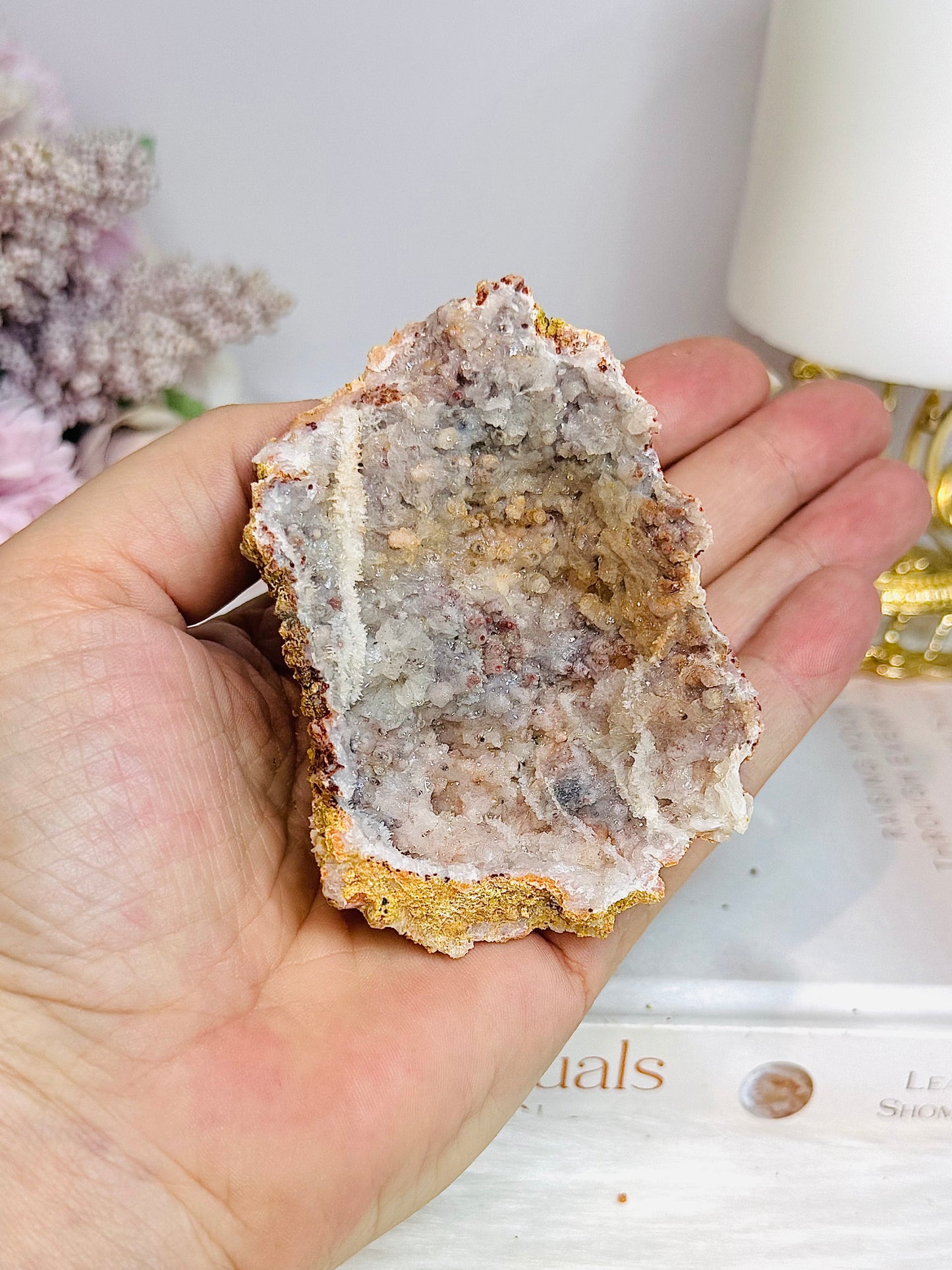 Pink Calcite Geode on Stand 10cm
