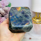 Large Polished Labradorite Freeform 638g with Pink & Purple Flash (looks blue but is purple)