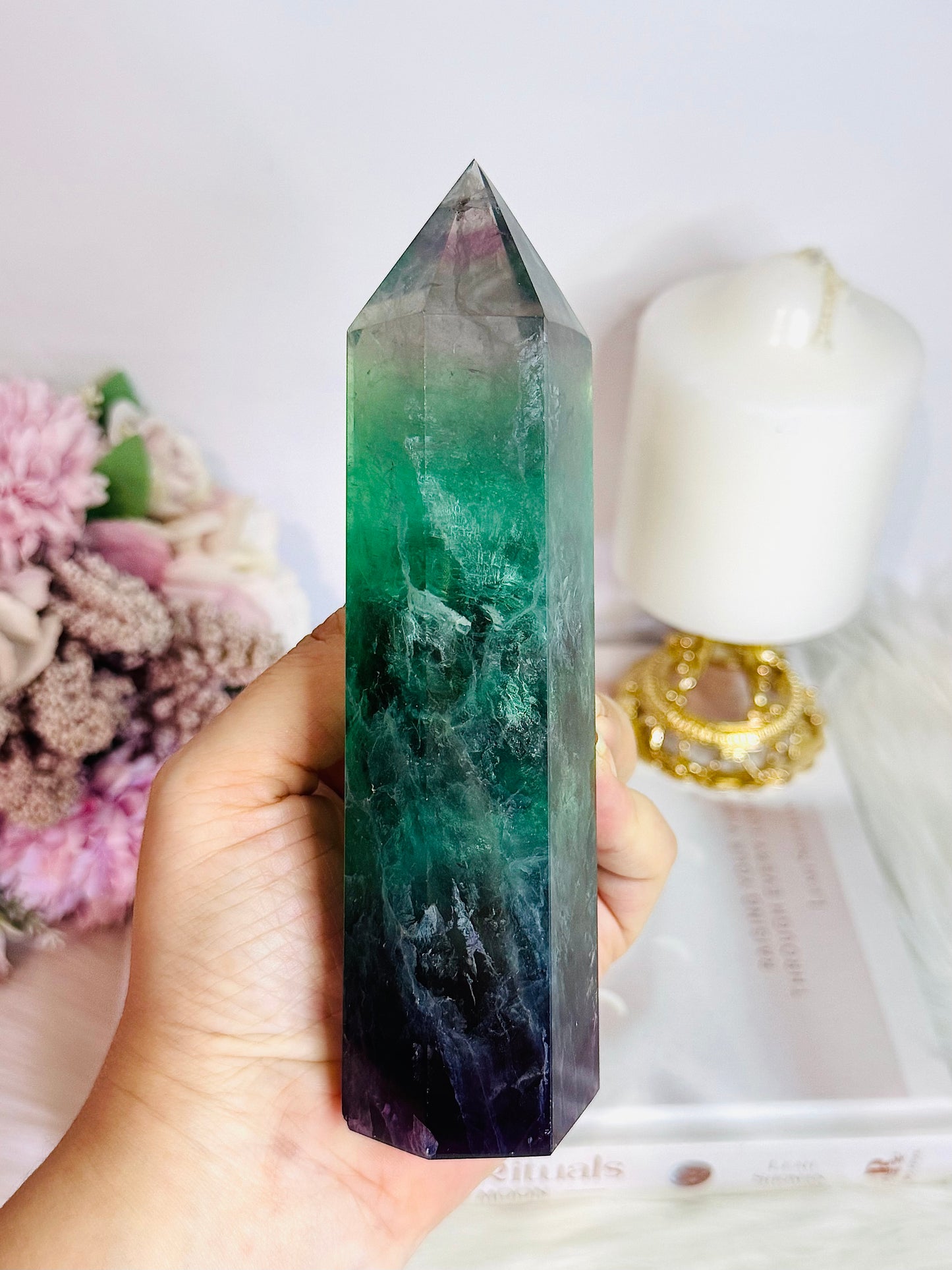 Incredibly Gorgeous Chunky Large Fluorite Tower 16cm