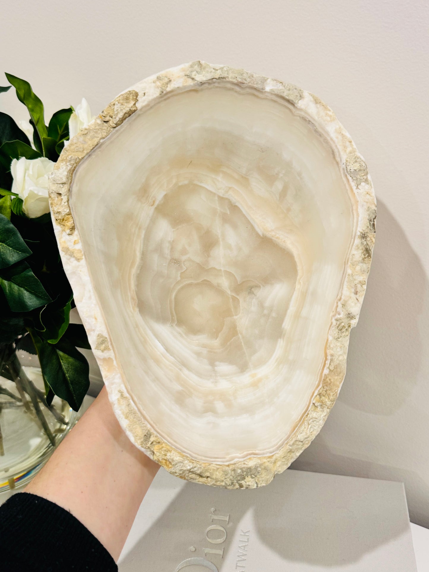 Huge 2.18KG 24.5cm Natural Aragonite Carved Bowl