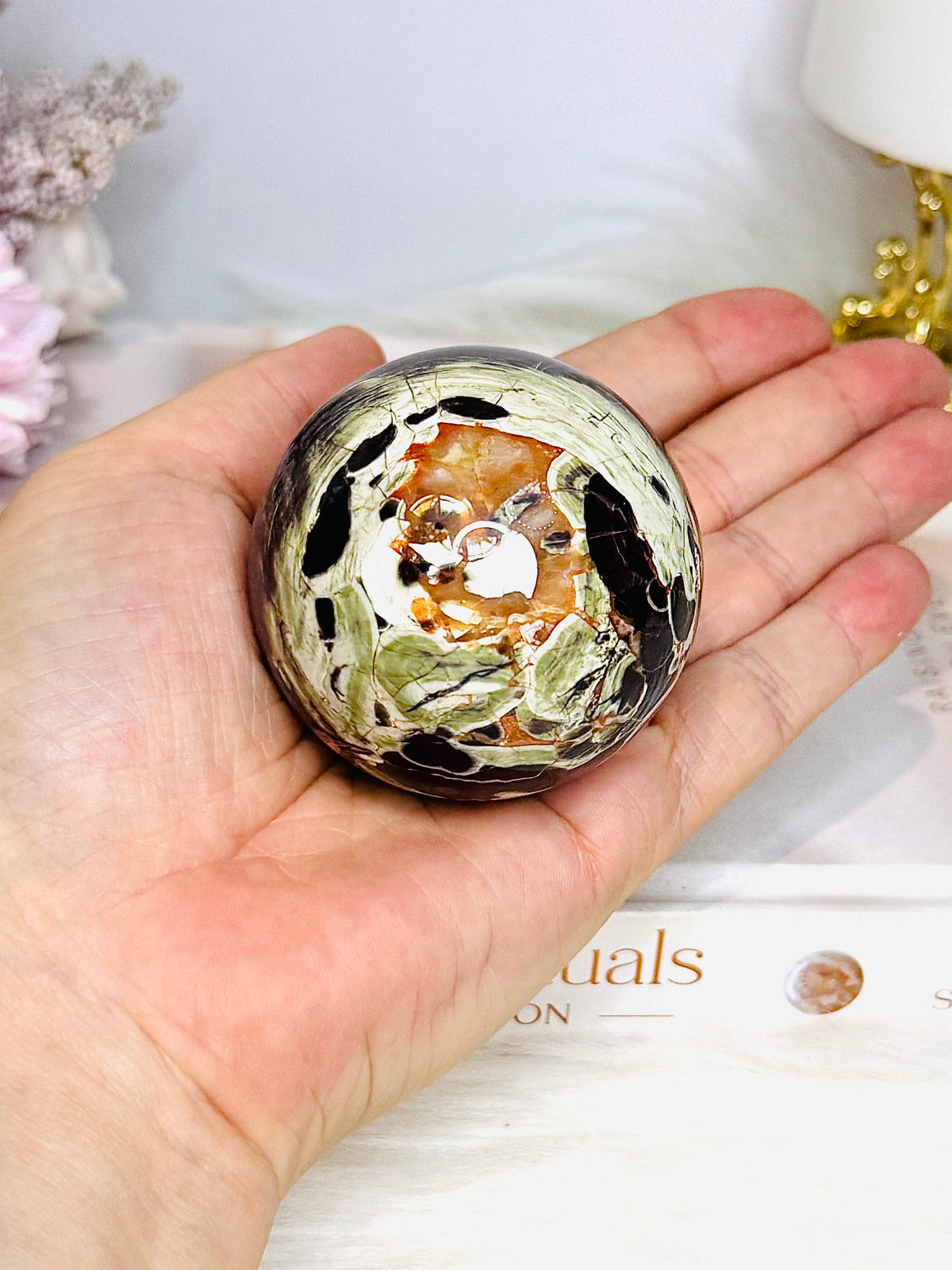 Money Agate Sphere on Stand 224g