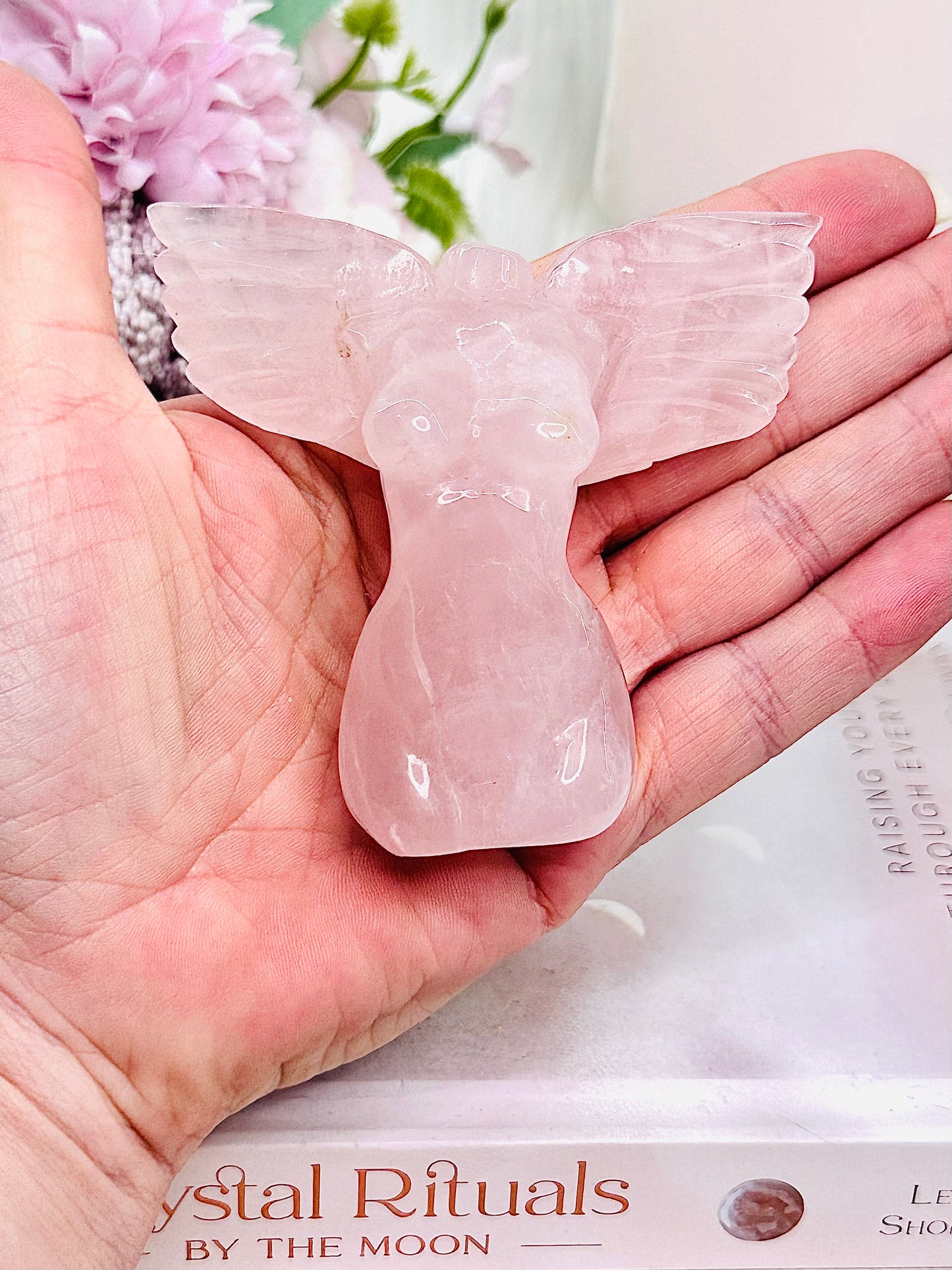 Gorgeous Rose Quartz Body Carving with Wings