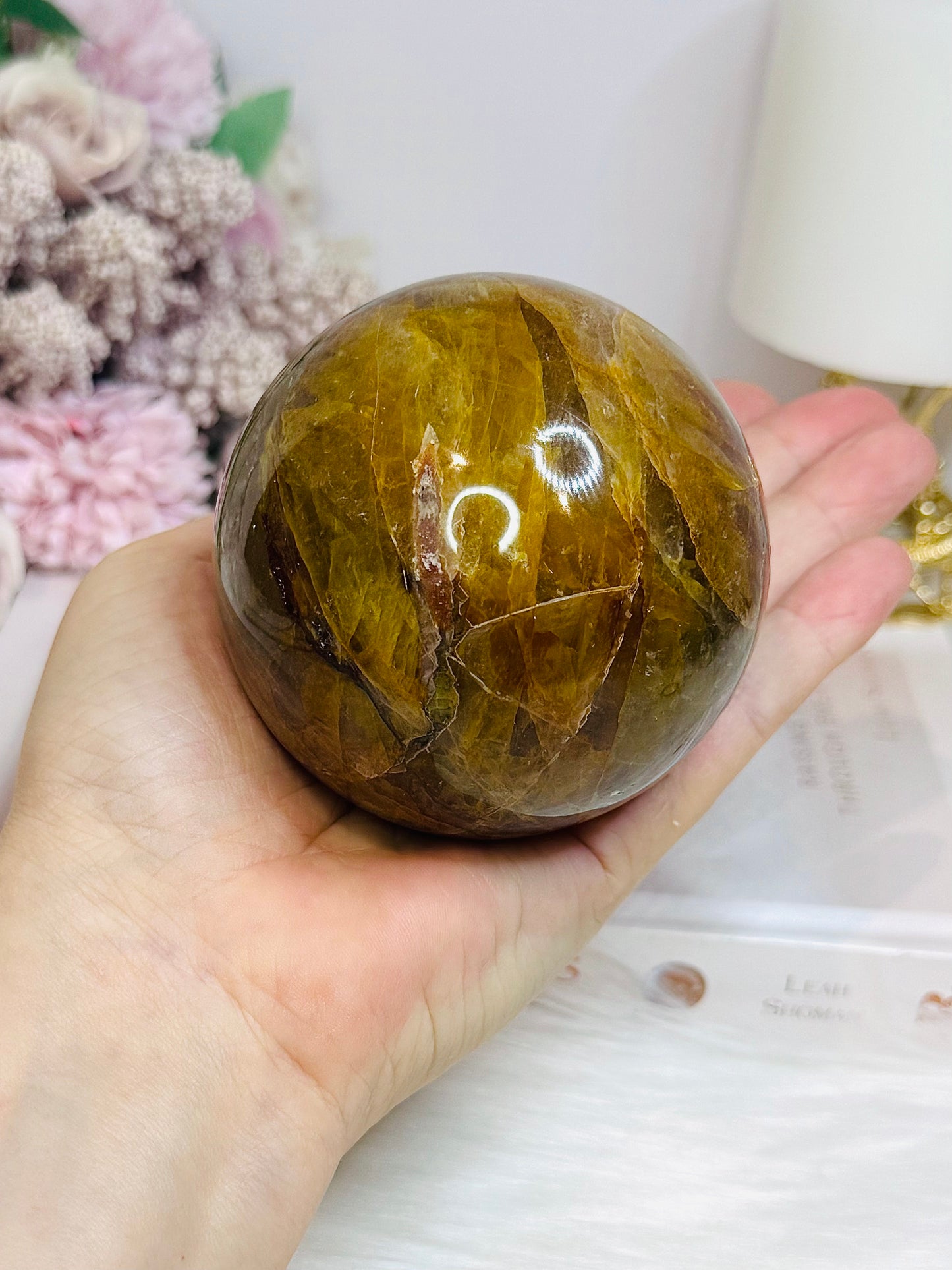 Large Hematoid Quartz Sphere On Stand 629g