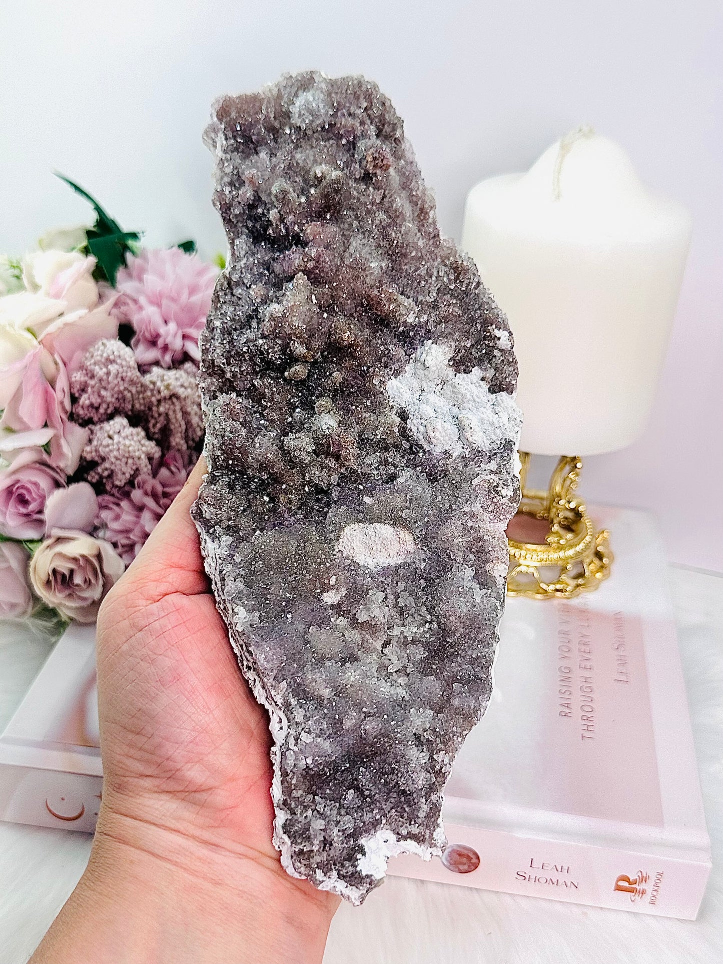 ⚜️ SALE ⚜️ Sparkling Large 22cm Zeolite| Flower Amethyst Natural Slab From Brazil