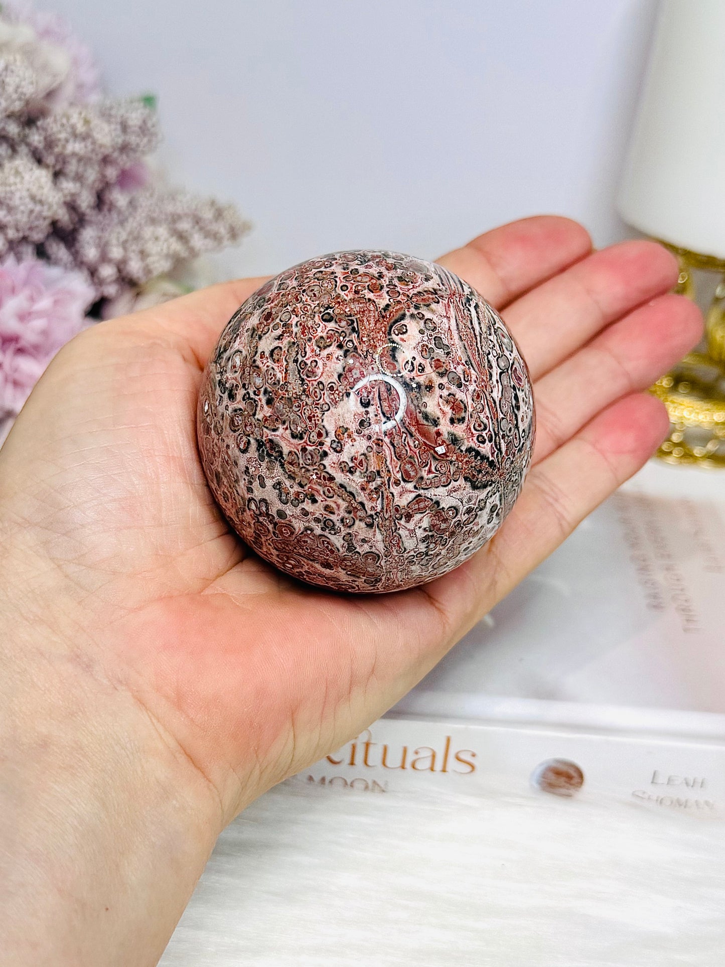 Leopard Skin Jasper Sphere on Stand 240g