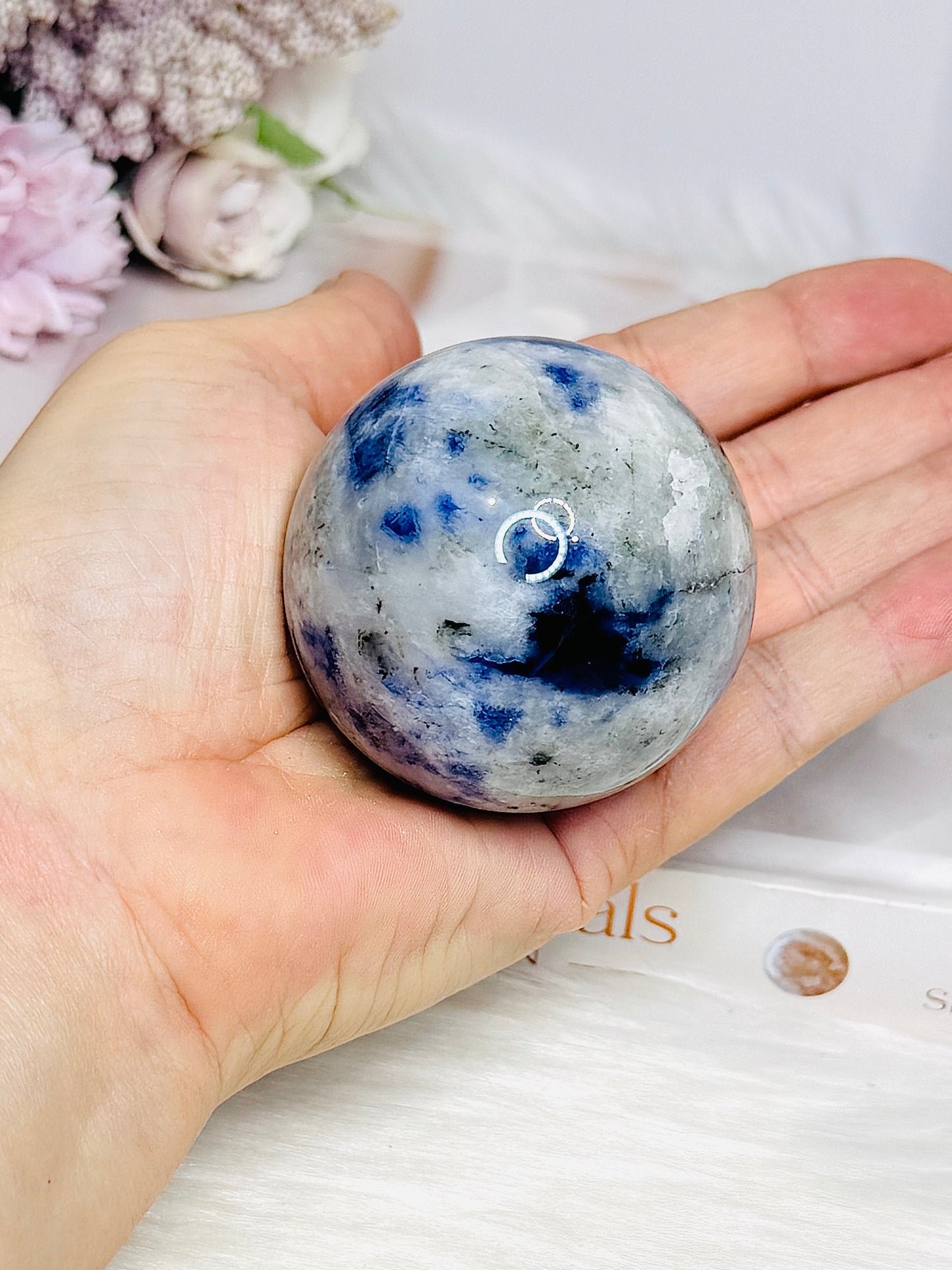 Blue Sodalite in Quartz Sphere 228g