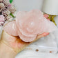 Large Rose Quartz Carved Rose | Flower 15.5cm
