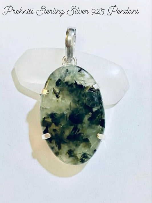 Prehnite Sterling Silver 925 Pendant In Gift Bag