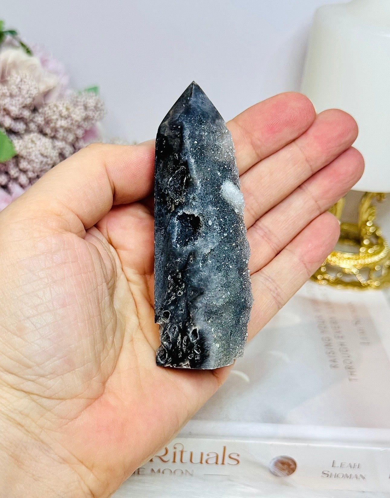Black Druzy Sphalerite Tower 9.5cm