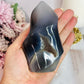 Beautiful Druzy Orca Agate Flame Carving 11cm