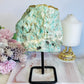 Raw Rough Natural Green Amazonite With Smokey Quartz Inclusions 1.56KG 20cm On Stand From Brazil