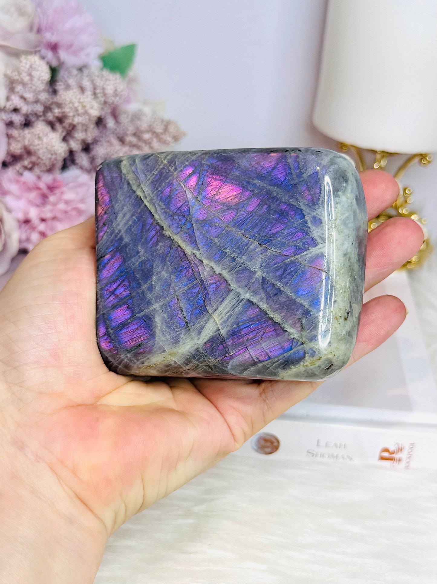 Large Labradorite Freeform with Pink & Purple Flash 8cm 451g