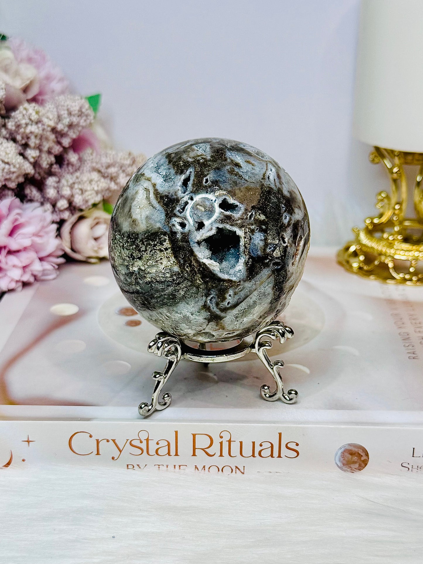 Druzy Sphalerite Sphere on Stand 368g