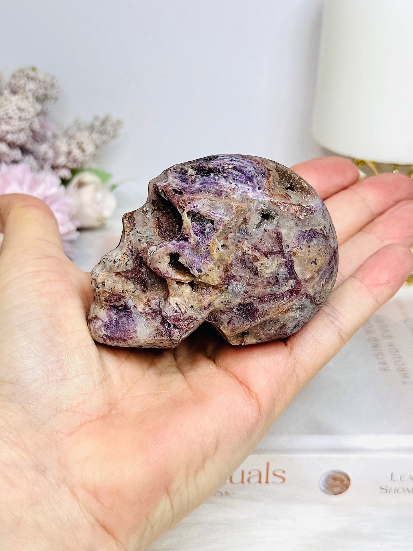 Root Fluorite Druzy Skull 7.5cm 294g