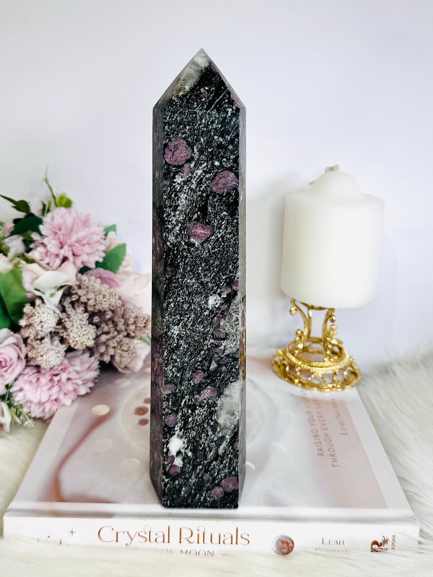 Huge Black & Pink Tourmaline In Matrix Chunky Tower 24cm 1.2KG