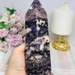 Large Purple Fluorite X Sphalerite Druzy Tower 19cm 768g