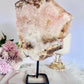 Large Chunky 22cm 1.09KG Pink Amethyst Druzy Slab On Stand