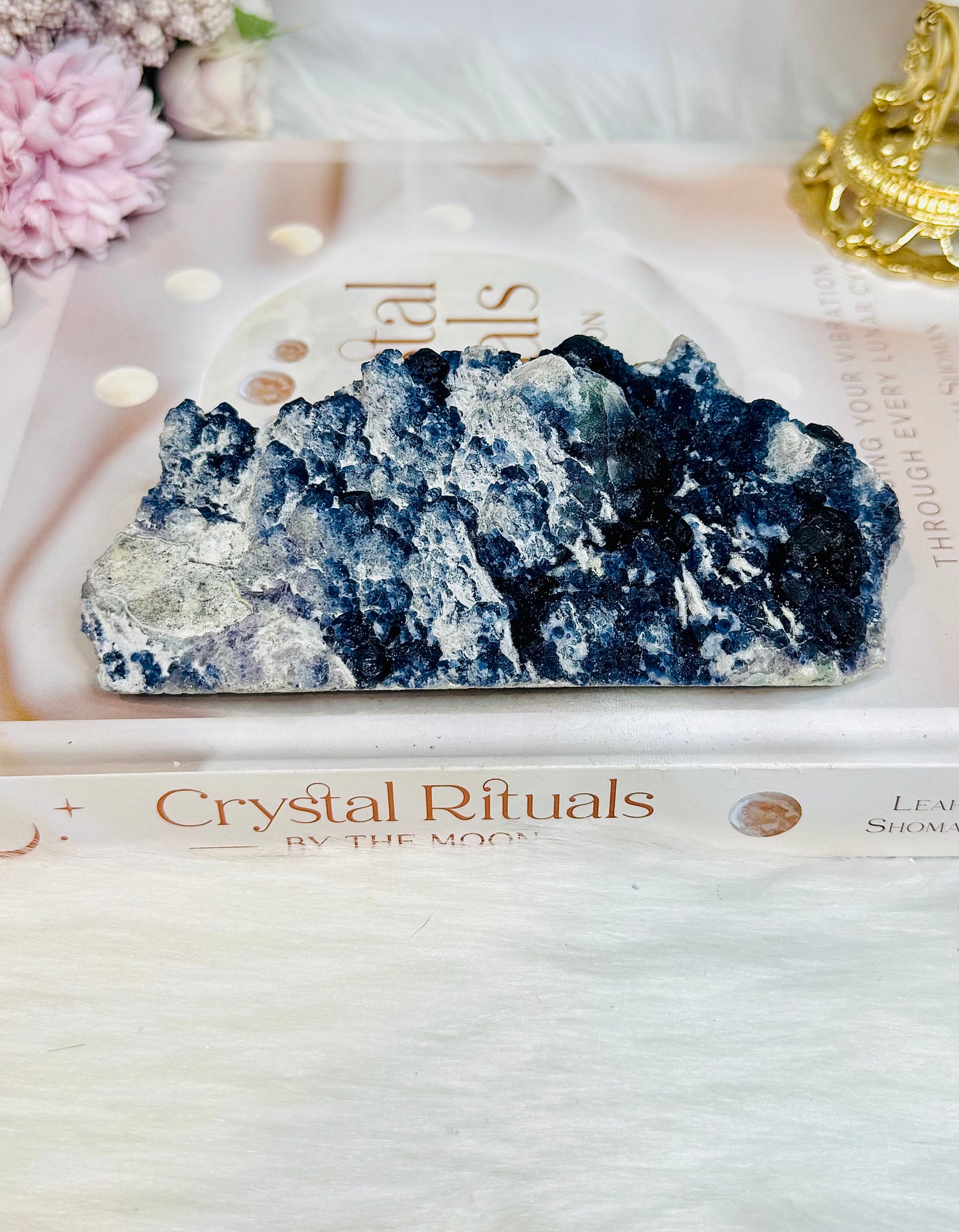Rare Blueberry Fluorite Specimen on Stand 305g 12.5cm