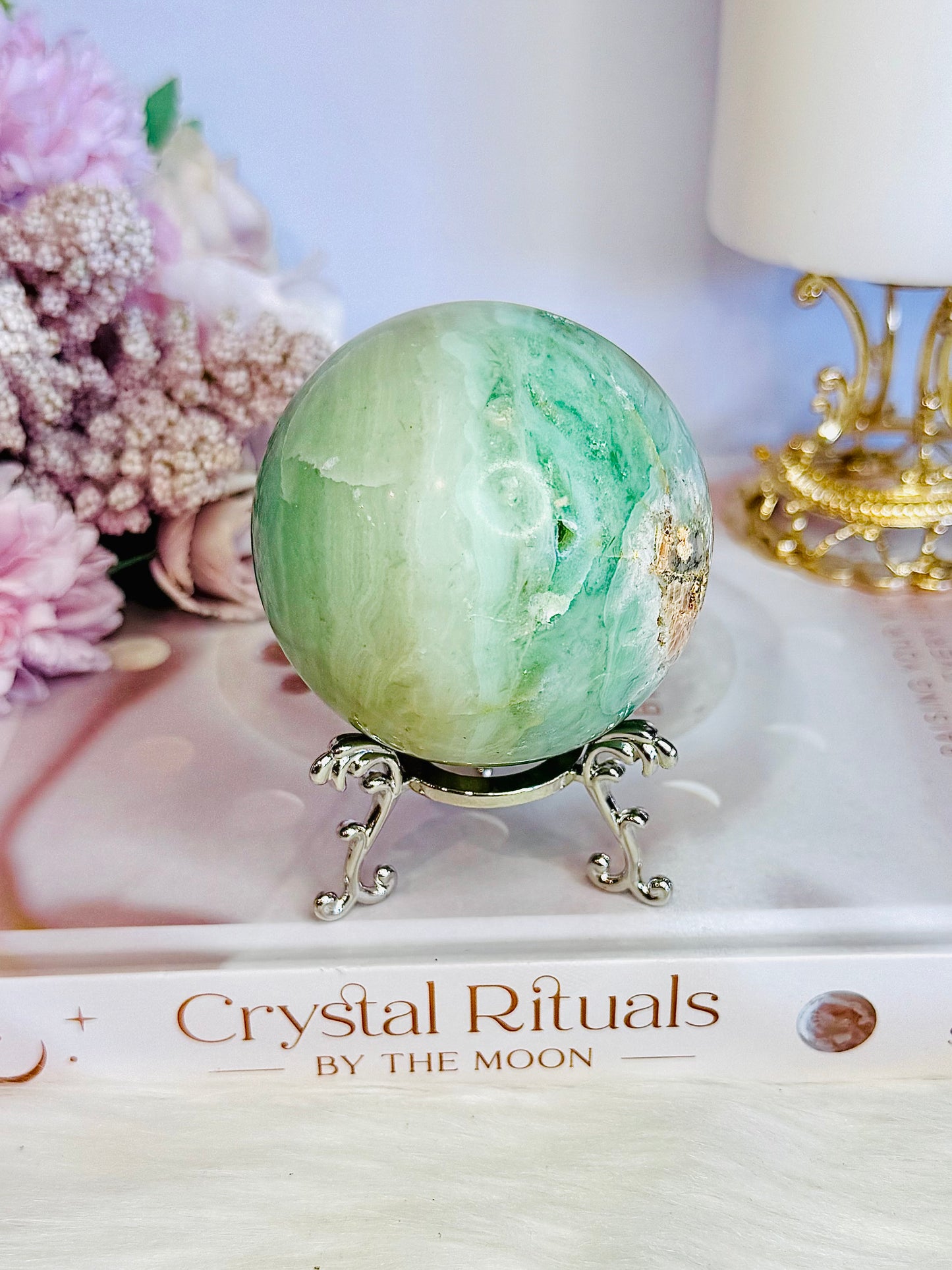 Beautiful Natural Variscite Sphere On Stand 381grams