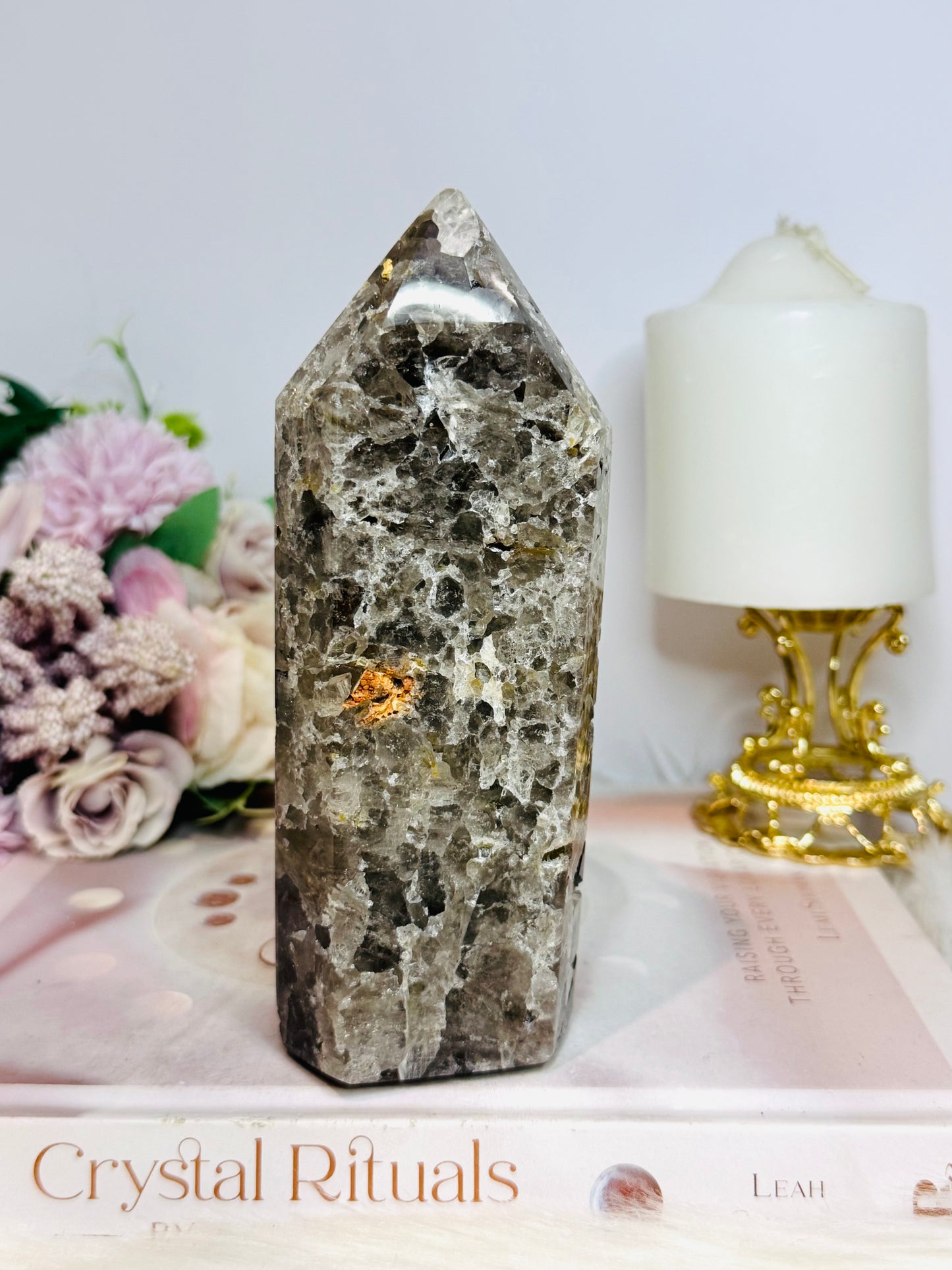 Smokey Quartz Cluster Tower 15cm 801g From Brazil (Points inconsistent not broken)