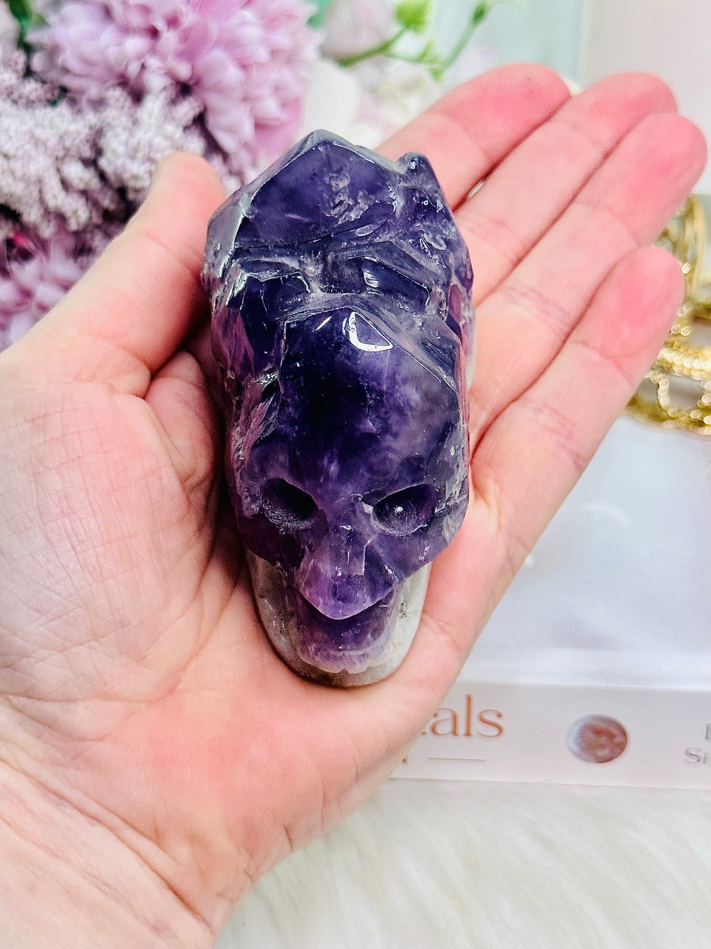 Gorgeous Amethyst Cluster Skull Carving