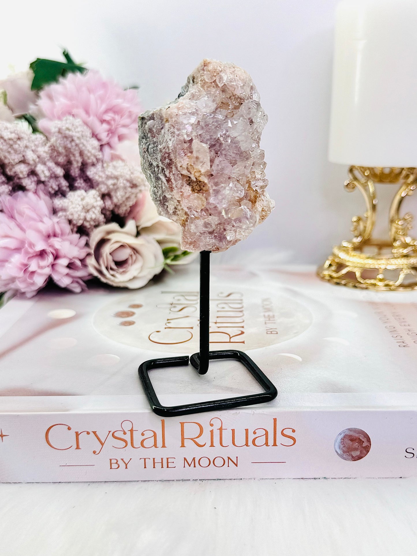 Gorgeous Sparkling Natural Pink Amethyst Geode on Stand From Geode 10cm