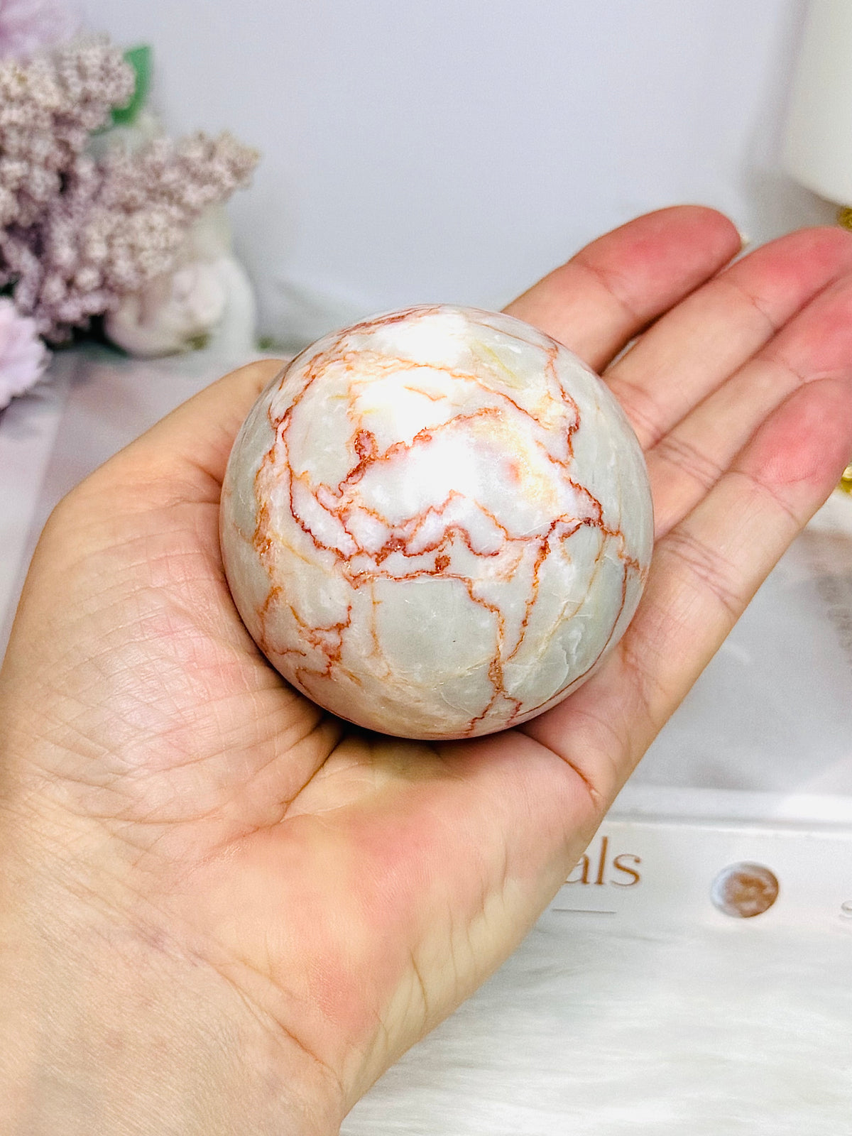 Red Vein Jasper Sphere on Stand 297g