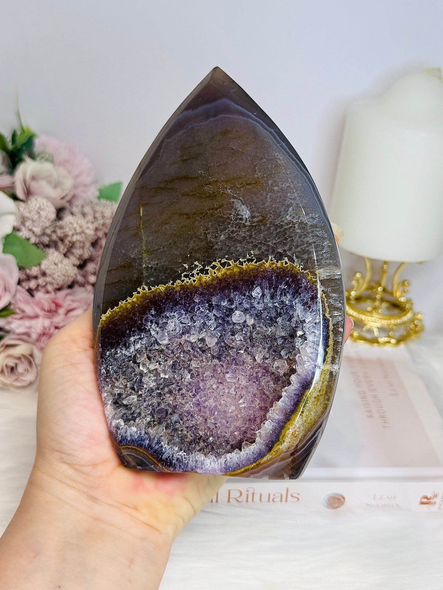 Large Druzy Agate Amethyst Carved Freeform 16cm