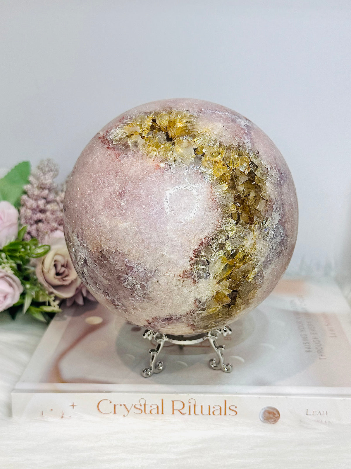 A Collectors Piece ~ Huge Druzy Pink Amethyst High Grade Sphere On Stand 2.7KG 12cm