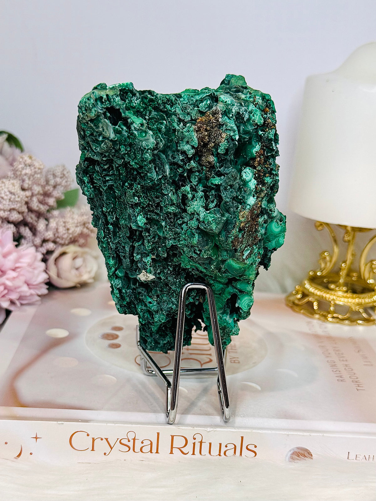 Natural Malachite Freeform 514g On Stand