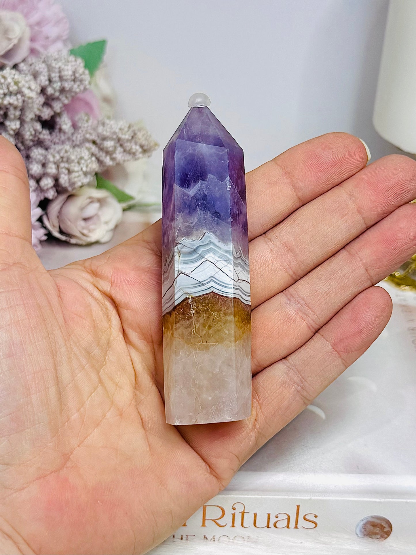 Crazy Lace Amethyst Tower 9cm