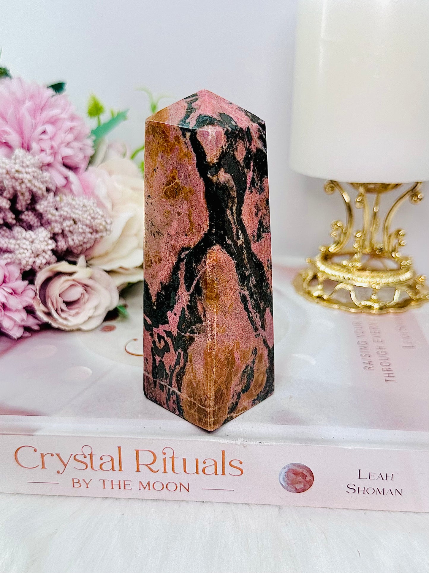 Absolutely Beautiful Chunky 11cm 369gram Rhodonite Polished Tower