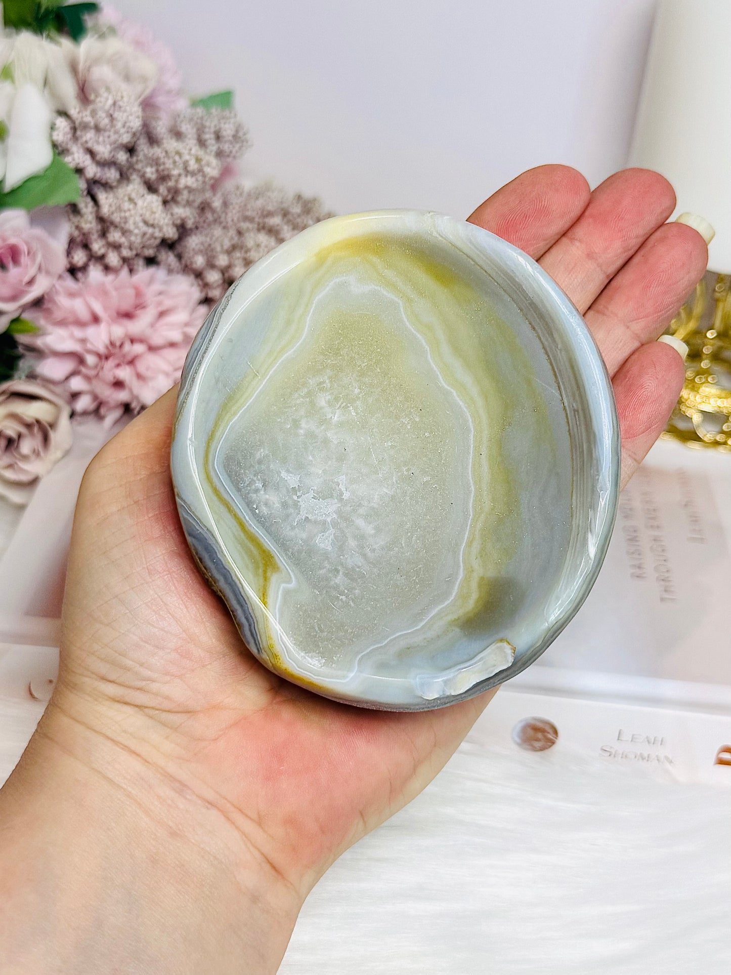 Agate Carved Bowl 9.5cm 289g