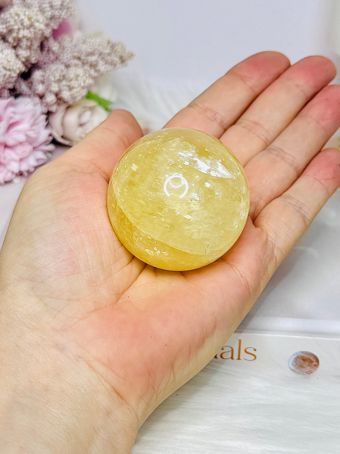 Honey Calcite Sphere on Stand 155g