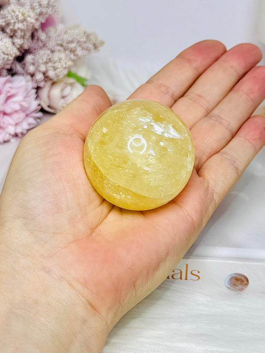 Honey Calcite Sphere on Stand 155g