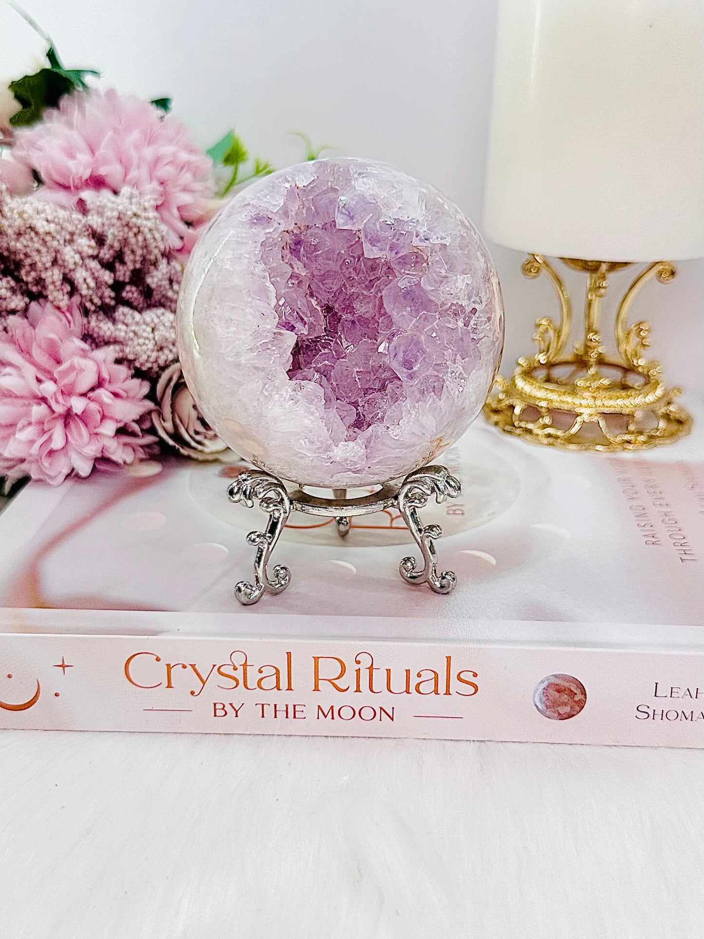 She Is Divine!!! All Class, Gorgeous Large 396gram Druzy Pink Amethyst Sphere From Brazil On Stand An Absolute Stunner