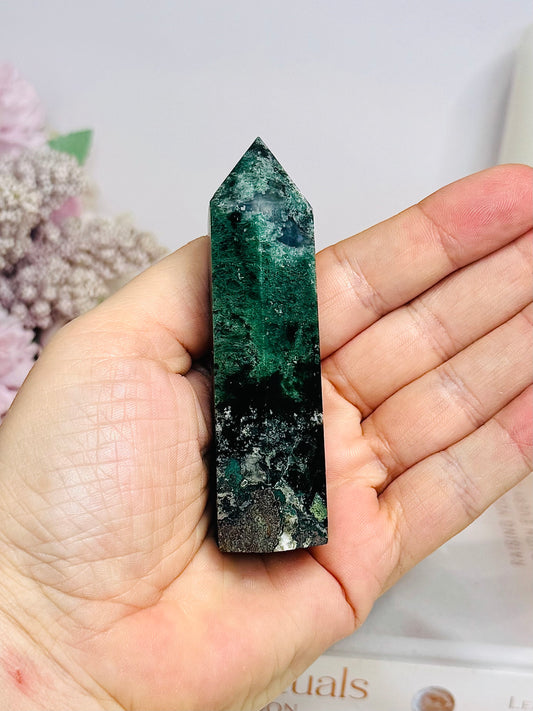 Moss Agate Tower 8.5cm