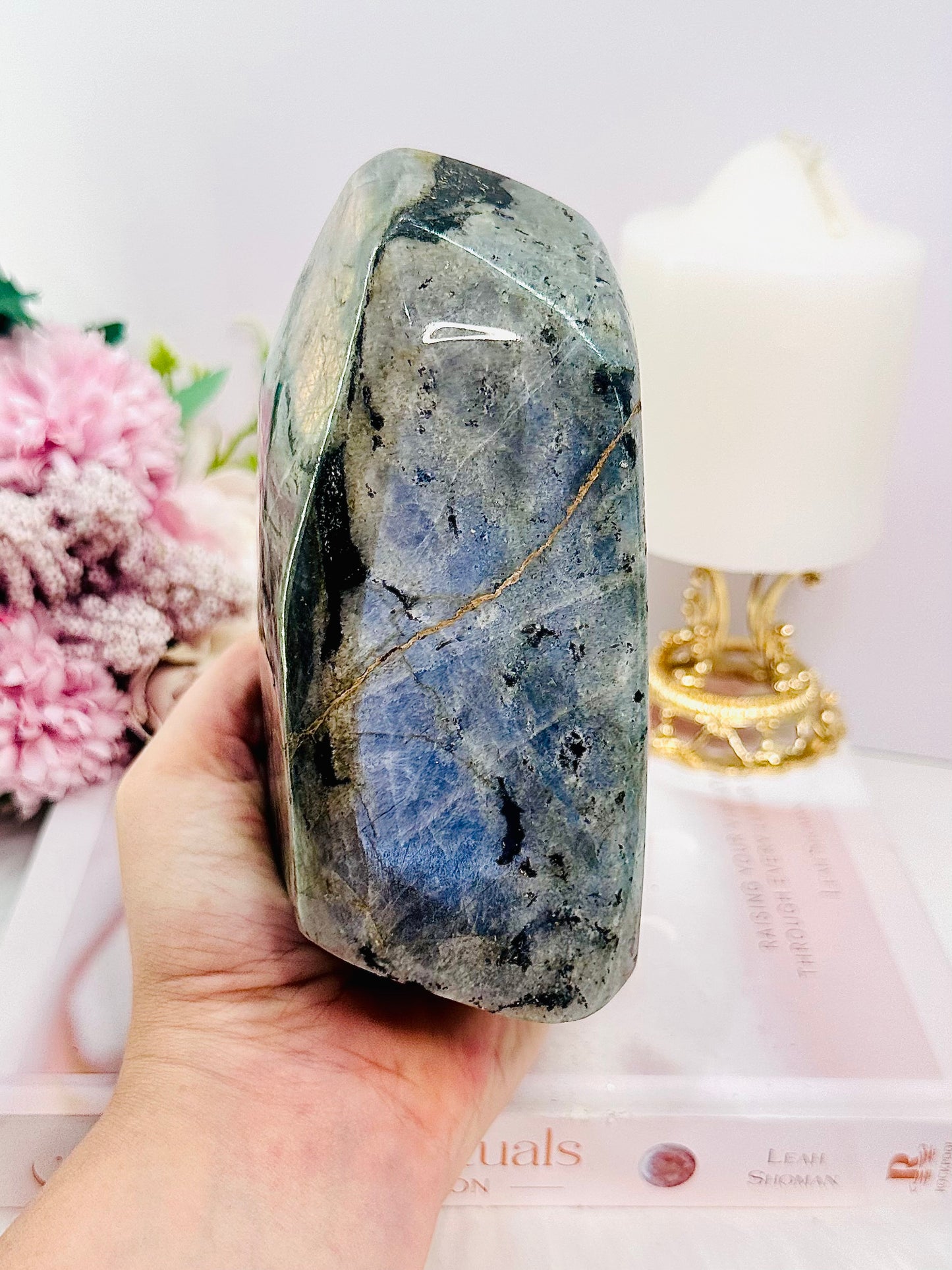 WOW!!!!!! Classy & Absolutely Fabulous Large 14.5cm 1.43KG Labradorite Polished Freeform with Stunning Purple Flash Truly Gorgeous