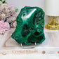 Large Thick Natural AAA Malachite Slab From Congo On Stand 12cm 489g
