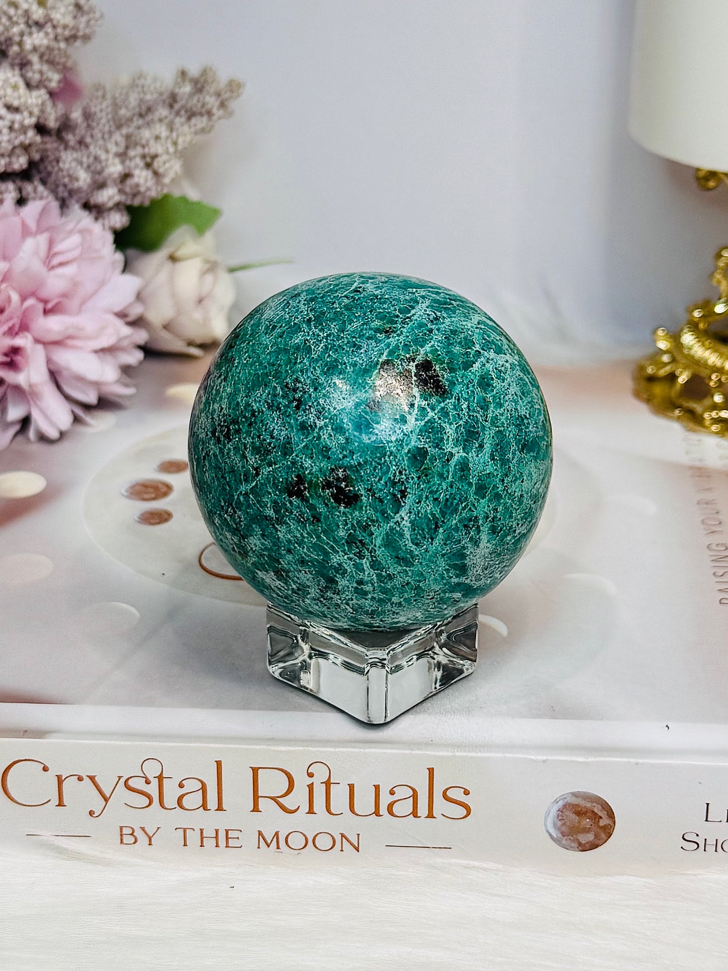 Large African Turquoise Sphere on Stand 281g